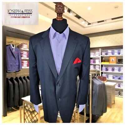 52R Big&Tall JOSEPH FEISS Blazer Wool Gray Geometric Mens Sport Coat Suit Jacket - Image 1 of 4