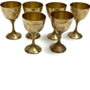 Sechs herzliche Gläser geätzt Vintage Mid-Century Gold bunt sehr schön - Bild 1 von 6