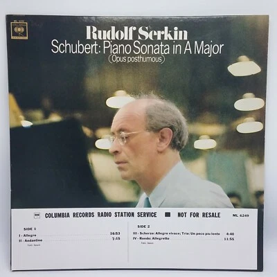 RUDOLF SERKIN Schubert: Piano Sonata in A Major LP ML 6249 NM PROMO Foto 1 de 4