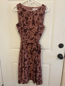 Elle Medium Midi Floral Pink & Mauve ärmelloses Kleid für Damen - Bild 1 von 9