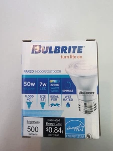 Bulbrite LED7PAR20_FL40_827_WD 7 Watt Dimmable Wet Rated Outdoor_Indoor LED - Picture 1 of 5