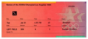 Baseball Olympic Games 1984 Ticket Stub Dodger Stadium Vintage - Picture 1 of 2