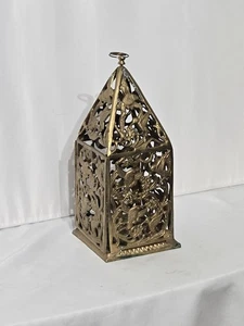 Vintage Ornate Brass Birdcage Tea Light Hanging Heavy Metal Decor 10" - Picture 1 of 15