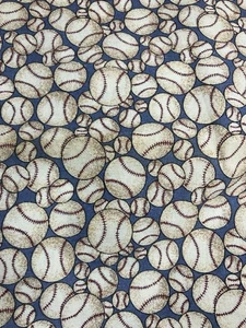 Vintage 1/2 Yard Baseball Print 100% Cotton Spring Industries 1/2 Yard x 42" - Picture 1 of 3