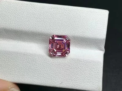 7mm Asscher Cut Pink Lab Grown Diamond 1.80 Ct Loose Gemstone for Making Ring - Image 1 of 3
