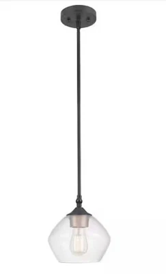 Colgante Grada Eléctrica Globo 1 Luz Negro Mate con Pantalla de Vidrio Transparente 60312 Foto 1 de 4