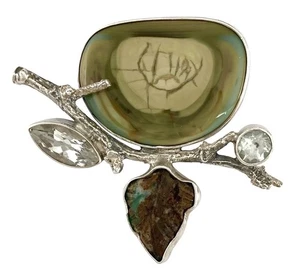 ECHO OF THE DREAMER Large Sterling IMPERIAL & OCEAN JASPER-TOPAZ Pendant/Pin - Picture 1 of 6
