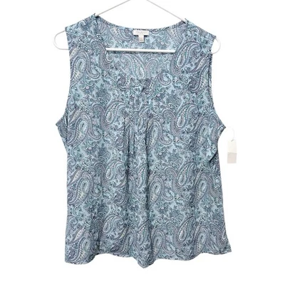 Новый Talbots маленький большой без рукавов блузка синий розовый пейсли бизнес повседневный топ - Изображение 1 из 4