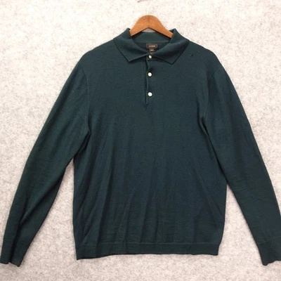 Suéter Polo J Crew Lana Merino Para Hombre M Azul Verde TOLLEGNO 1900 Italiano Claro Foto 1 de 4