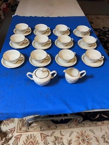 Lenox  - Brookdale Tea Cup and Saucer Set - Set of 12 -  Ivory with Gold Trim - Picture 1 of 11