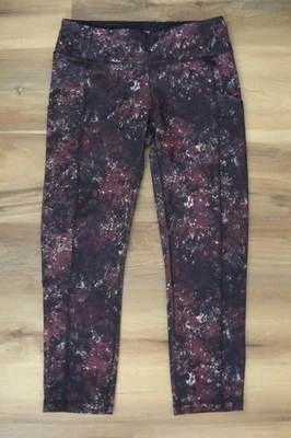 Leggings capri de tiro medio Lucy con bolsillos laterales para mujer talla S ciruela/negro/blanco Foto 1 de 4