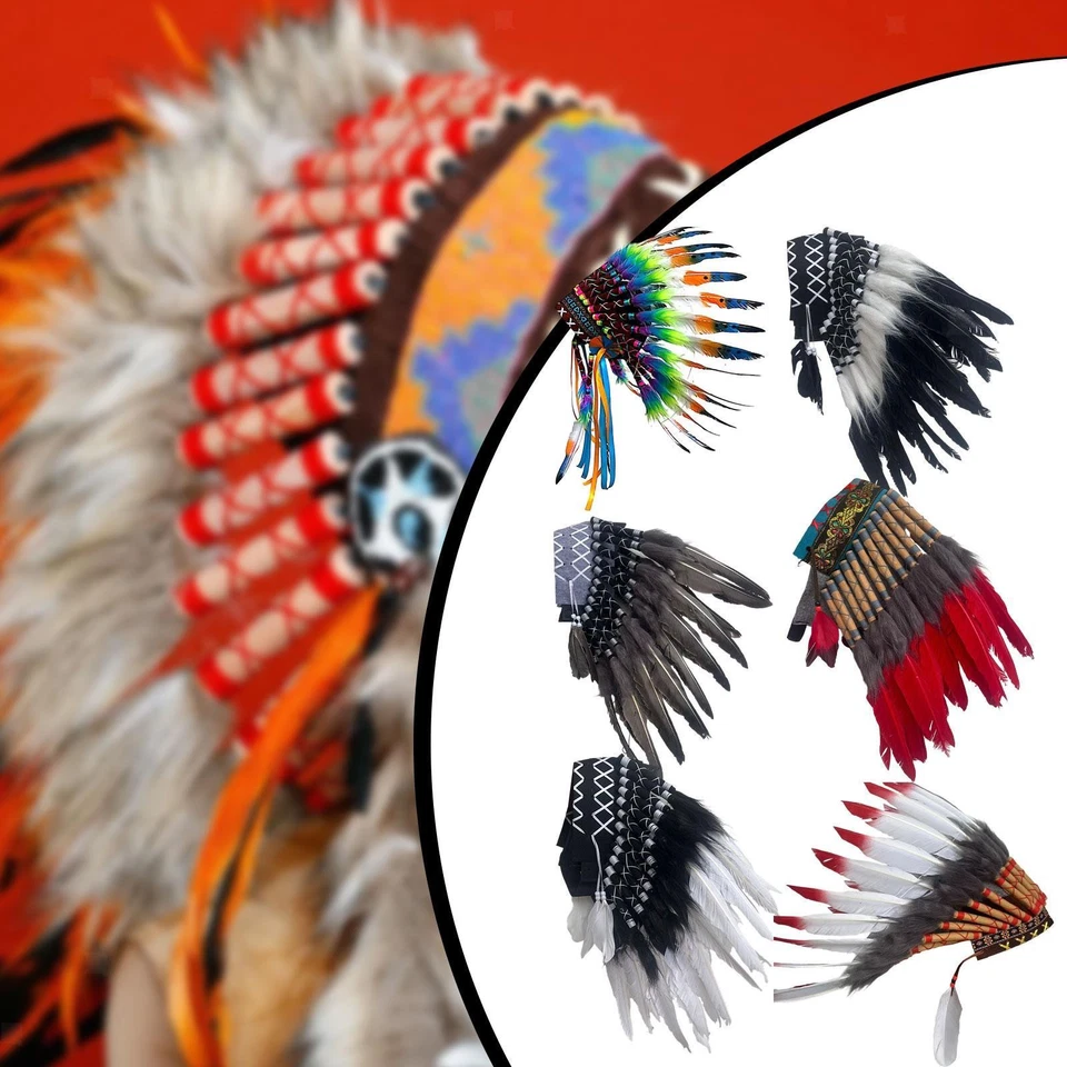 Native American Indian Headdress Chief Hat Headwear for Dress up Adults Kids - Image 1 of 1