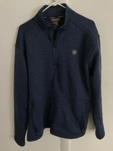 Ariat Caldwell 1/4 Zip Sweater Men’s XL Blue Mock Collar - Picture 1 of 7