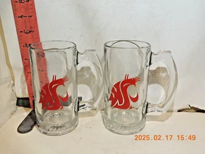 Washington State University Cougars beer glass pair-Wazzoo, WSU, Cougs! - Picture 1 of 1