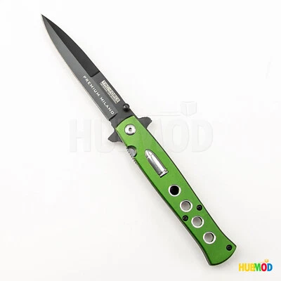 9" TAC-FORCE Bullet Folding Pocket Knife Stiletto Premium Milano Tactical Green - Image 1 of 4