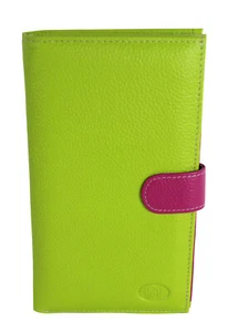 Compagnon de voyage tout en un porte chéquier en cuir grainé réf 28602 vert - Imagen 1 de 5