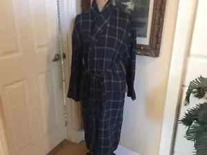 Vintage Cotton Polo Ralph Lauren Mens SM Green Blue Tartan Plaid Bathrobe Belted - Picture 1 of 6