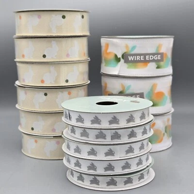 Place & Time Easter Ribbon Lot,  5 - 3/8" & 6 - 7/8", 3 Wire Edged 1.5" *read* - Image 1 of 4
