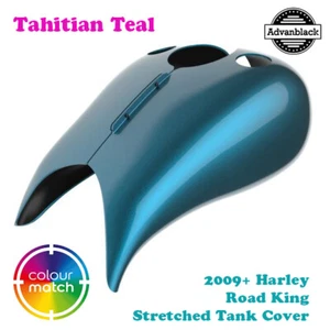 Tahitian Teal Stretched Extended Tank Cover for 09+ Harley Road King - Foto 1 di 6