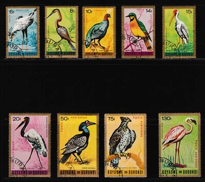 Burundi 1965 Birds Air Mail Complete 6-130 francs CTO Lower Left aXF A118 - Image 1 of 4
