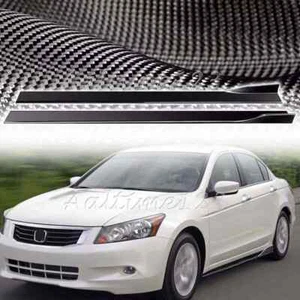 For Honda Accord 2008-2012 Carbon Fiber Side Skirt Extension Panel Splitter Lip - Picture 1 of 15