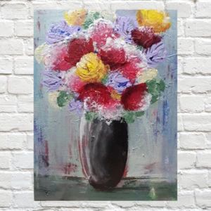 Boho Blumen Kunst Abstrakt Blume Acryl Gemälde Original Modern Impressionismus - Bild 1 von 1