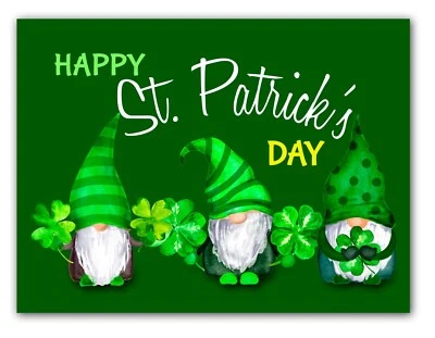 St. Patrick's Day Gnome Cards-Blank Inside & Envelopes-5.5"x4.25"-12 or 24 Packs - Image 1 of 4