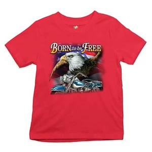 Born to Be Free Youth T-shirt American Bald Eagle Chopper Biker Patriotic Kids - Picture 1 of 29