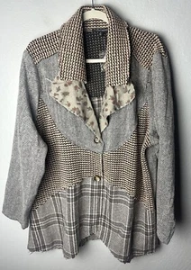 NEW Women's The Pyramid Collection Artsy Boho Patchwork Button Jacket Size 2X - Picture 1 of 3