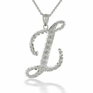 925 Sterling Silver Cursive Initial Letter Z Pendant Necklace - Picture 1 of 5