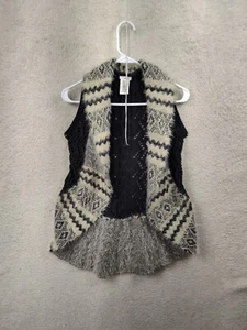 Max Studio Girls Sweater Small (7-8) Gray Cotton Blend Sleeveless Knit Cardigan - Picture 1 of 17