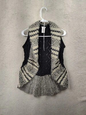 Max Studio Girls Sweater Small (7-8) Gray Cotton Blend Sleeveless Knit Cardigan - Image 1 of 4