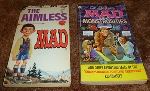 LOT OF 2 MAD MAGAZINE PAPERBACK BOOKS AL JAFFEE COMEDY AIMLESS & MONSTROSITIES - Picture 1 of 5