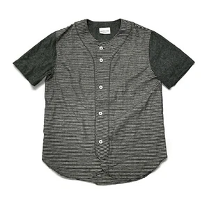 Vanishing Elephant Baseball Button Up Shirt Men XS Gray Soft Short Sleeve Stripe - Picture 1 of 5