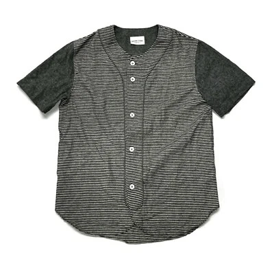 Vanishing Elephant Baseball Button Up Shirt Men XS Gray Soft Short Sleeve Stripe - Image 1 of 4