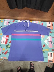 Vintage 90s Stylish Single Stitch Par Four Men Golf Polo Large Colorful Striped - Picture 1 of 6