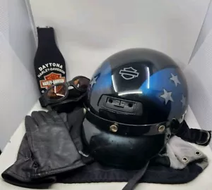 CASCO VINTAGE HARLEY DAVIDSON BANDERA EE. UU. Talla XXL Hecho en Italia - Imagen 1 de 4