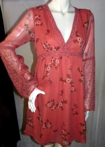 Abercrombie & Fitch Dress Women Medium Coral Floral Party Wedding Vacation Lace - Picture 1 of 4