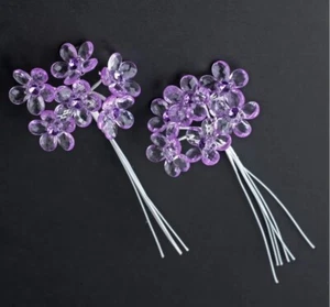 Lg 1",  Md 3/4", or Sm 1/2" Acrylic Crystal Flower Bouquet Jewels, w/ Wire Stem - Bild 1 von 7