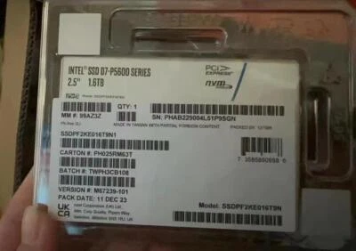 New Intel P5600 1.6TB 2.5" U.2 NVME SSD Solid State Drive SSDPF2KE016T9N1 - Image 1 of 2