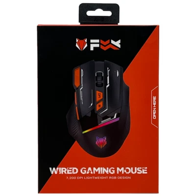 FOX PC RGB Wired Optical Gaming Mouse 7200 DPI Lightweight Ergonomic - BLACK - Image 1 of 4