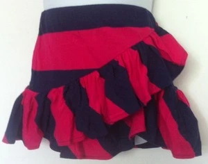 Ralph Lauren Girls Skirt Hot Pink & Navy Blue Striped Diagonal Ruffle Sz 6X NWT - Picture 1 of 6