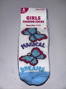 6 Pack Of Girls Fashion No Show Socks Size 11-3 - Picture 1 of 2