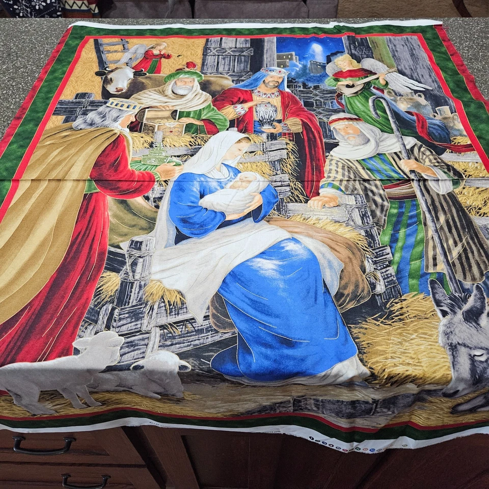 Rejoice Panel 35x42 Liz Goodrick Dillon Quilting Treasures Nativity Christmas - Image 1 of 4