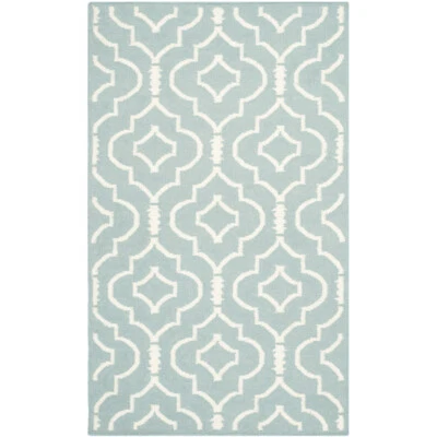 SAFAVIEH Dhurries DHU637C Light Blue / Ivory Rug - Image 1 of 4