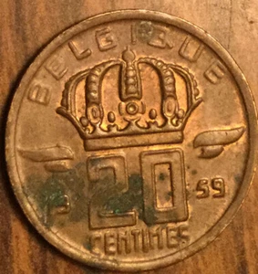 1959 BELGIUM 20 CENTIMES COIN - Picture 1 of 2