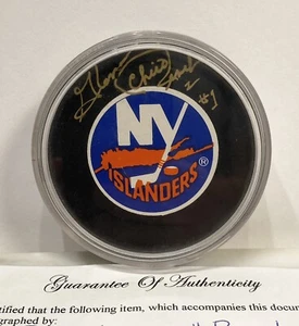 Disco de hockey firmado por Glen "Chico" Resch New York Islanders, certificado de autenticidad - Imagen 1 de 5
