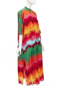 VALAENTINO GARAVANI Waves rainbow logo print silk cotton kaftan dress IT36 XS - Picture 1 of 9