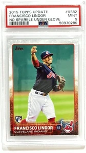 2015 Topps Update # US82 ROOKIE Francisco Lindor PSA 9 NO SPARKLE UNDER GLOVE - Bild 1 von 6