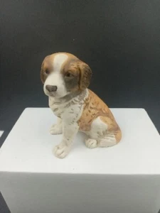 Vintage Japan Ceramic Saint Bernard Puppy Figure, Porcelain Dog Figurine 3.75" - Picture 1 of 10